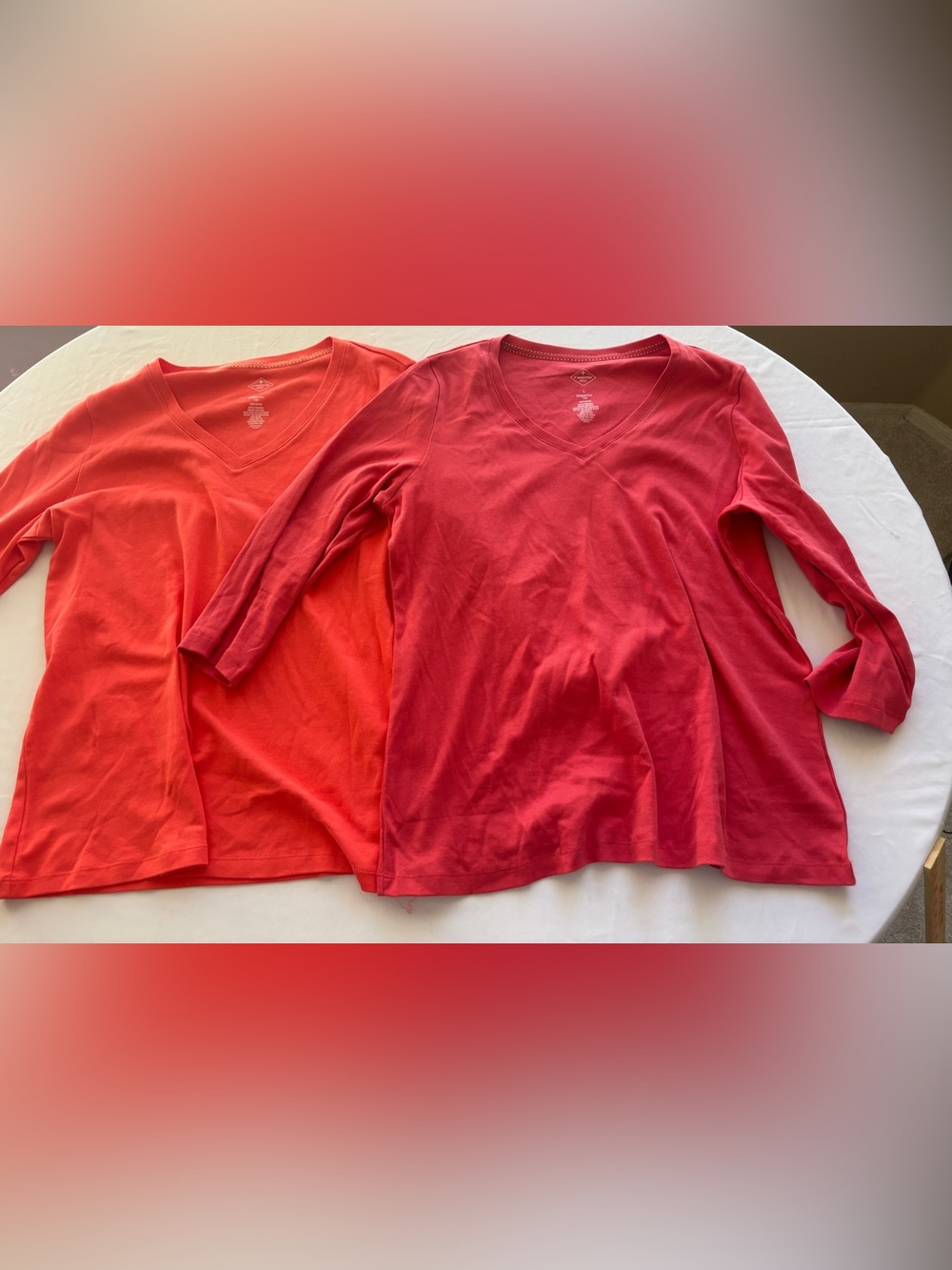 St. John’s Bay Set of 2 V-Neck Shirts Red & Orange Red One NWT Women’s Large - Picture 12 of 12